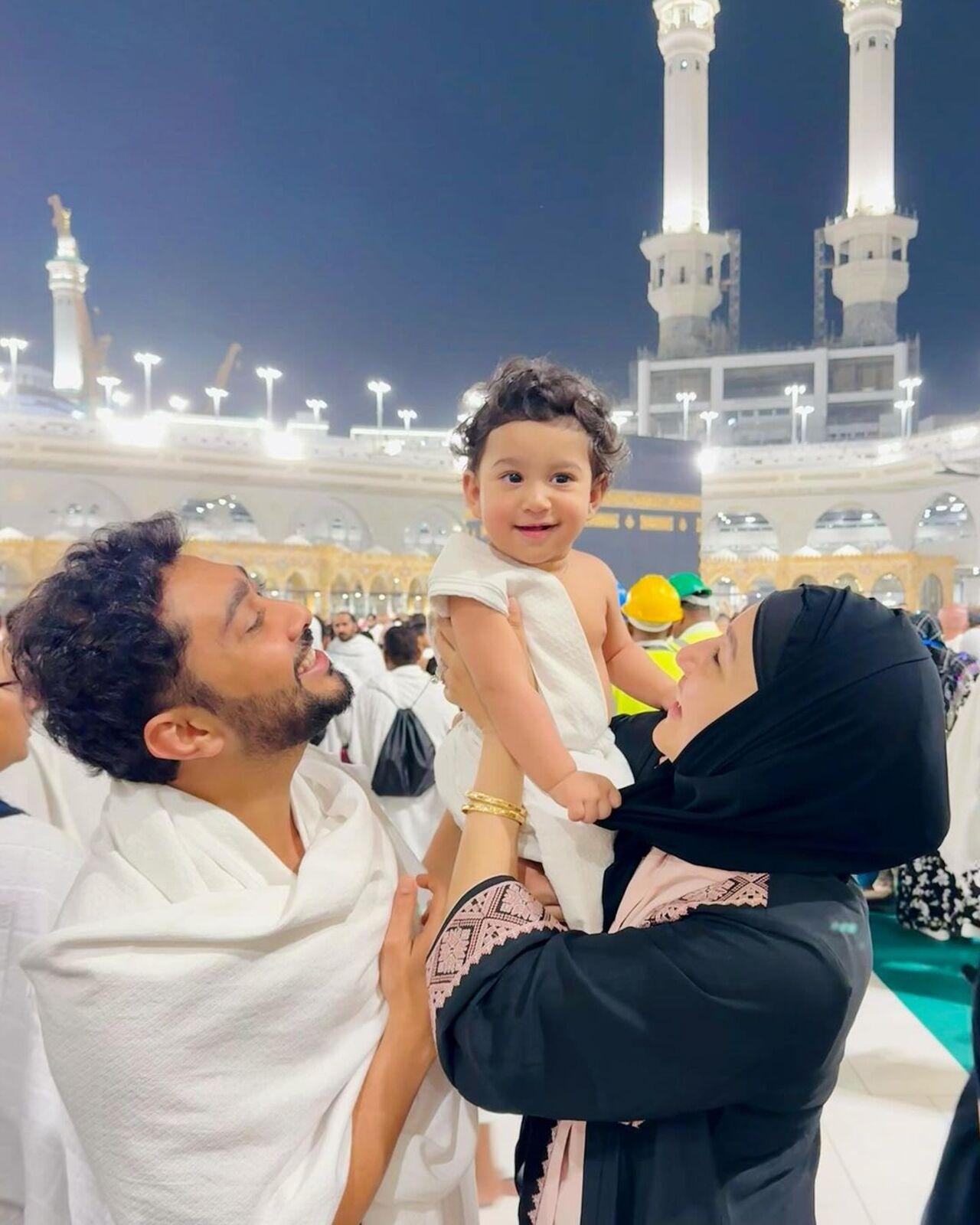 Gauahar Khan and Zaid Darbar visited Masjid Al Haram in Mecca (Makkah) and took to Instagram to share pictures from their holy visit. The actress revealed her son Zehaan's face for the first time from 'the house of the Almighty!'