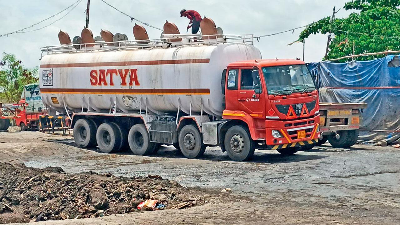 A chemical tanker being washed near the creek