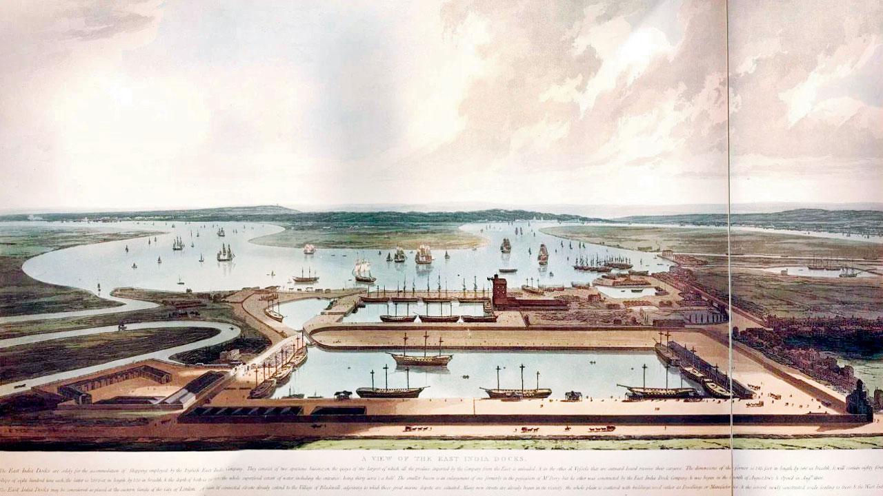 A British Era painting of the Victoria Docks