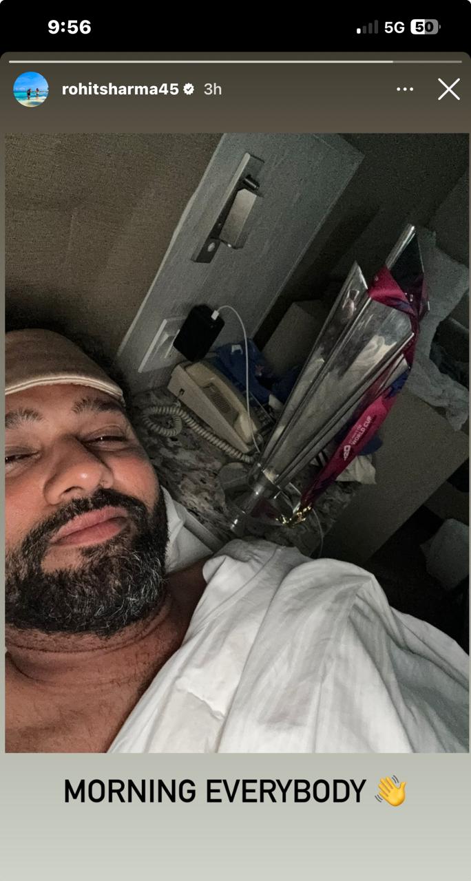 Rohit Sharma posts snapshot of World Cup trophy of morning after