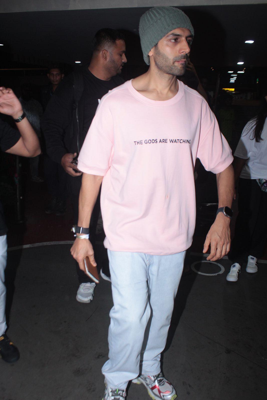 Kartik Aaryan opted for a casual and comfy outfit as he went out in the city