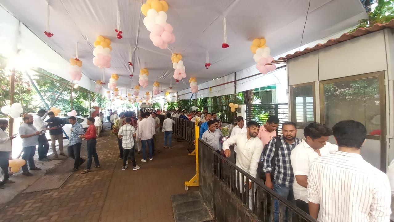 Mumbai South MP Arvind Sawant was spotted beside the Aaditya Thackeray as he met with the party cadre and supporters. 