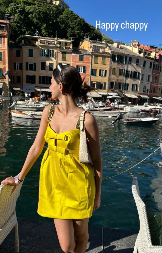 Ananya Panday also posted a picture of herself dressed in a bright yellow dress with the caption `Happy Chappy`