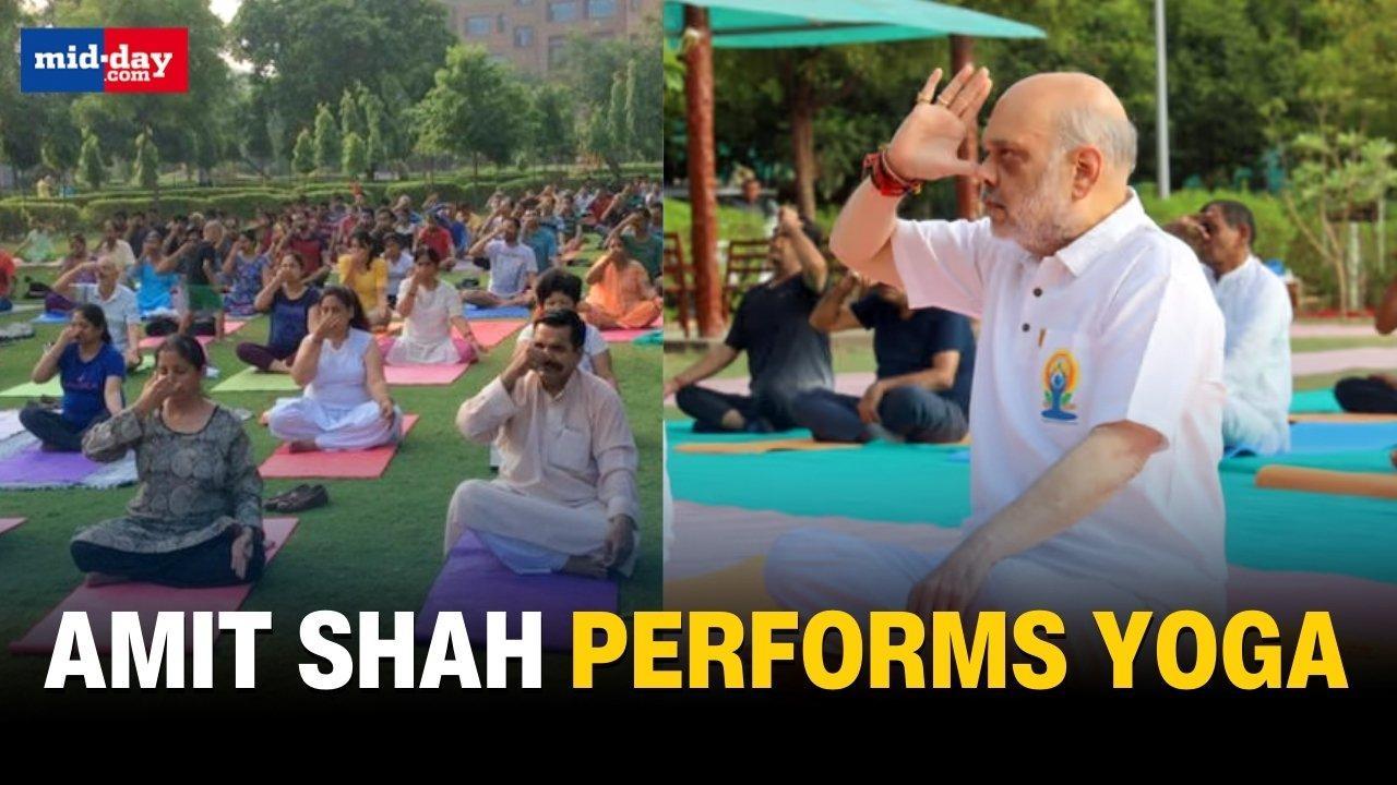International Yoga Day 2024: Amit Shah performs ‘Yoga Asanas’ in Ahmedabad