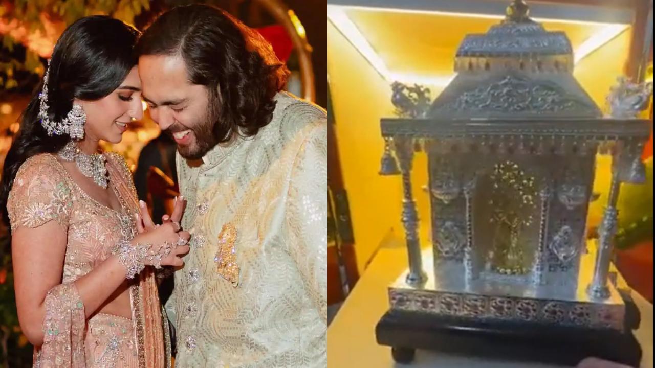 Take a look at Anant Ambani & Radhika Merchant's opulent wedding invite complete with silver temple idols