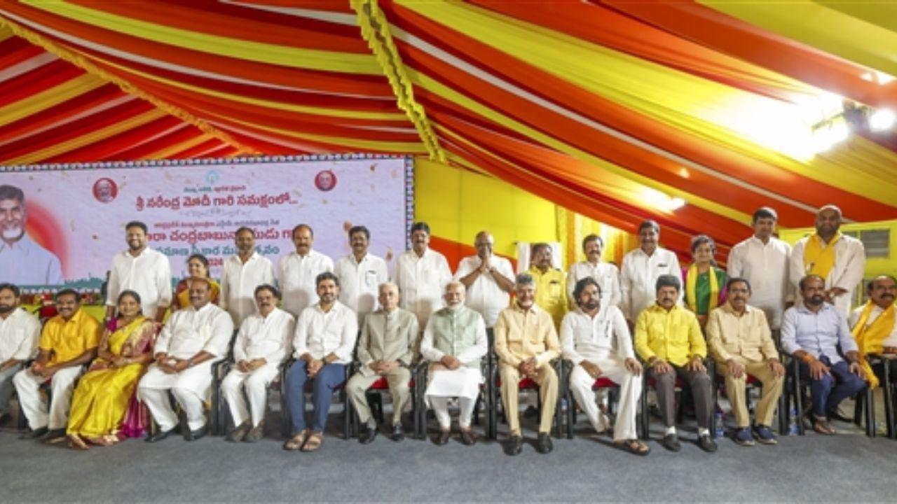 The event witnessed the presence of Union Ministers Amit Shah, Nitin Gadkari, and J P Nadda, highlighting the broad political spectrum represented at the ceremony.