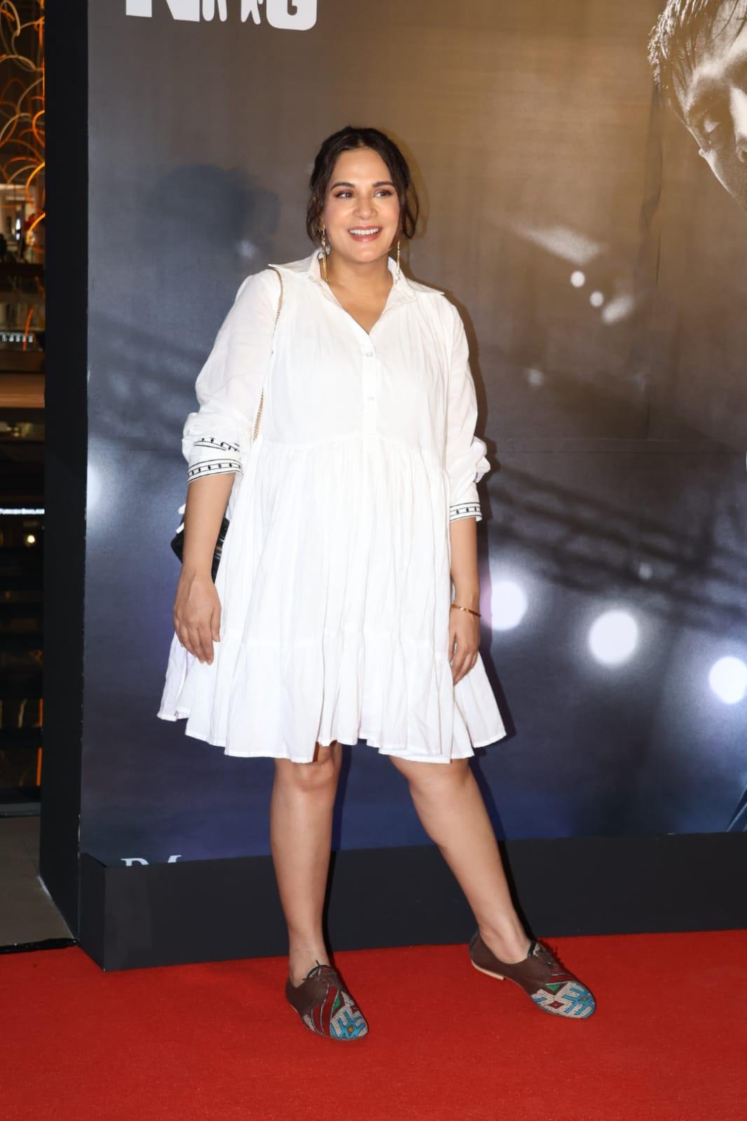 Richa wore a white dress that complemented her to the T