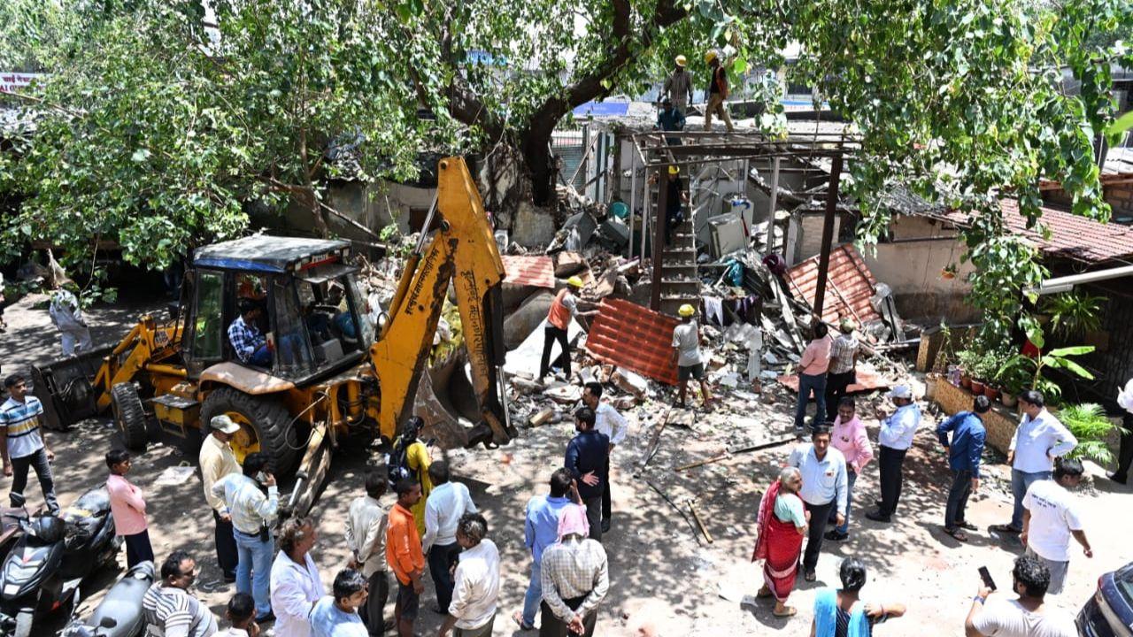 The impact of the blast caused a wall of the house to collapse, and the roof of a nearby shop was also damaged.