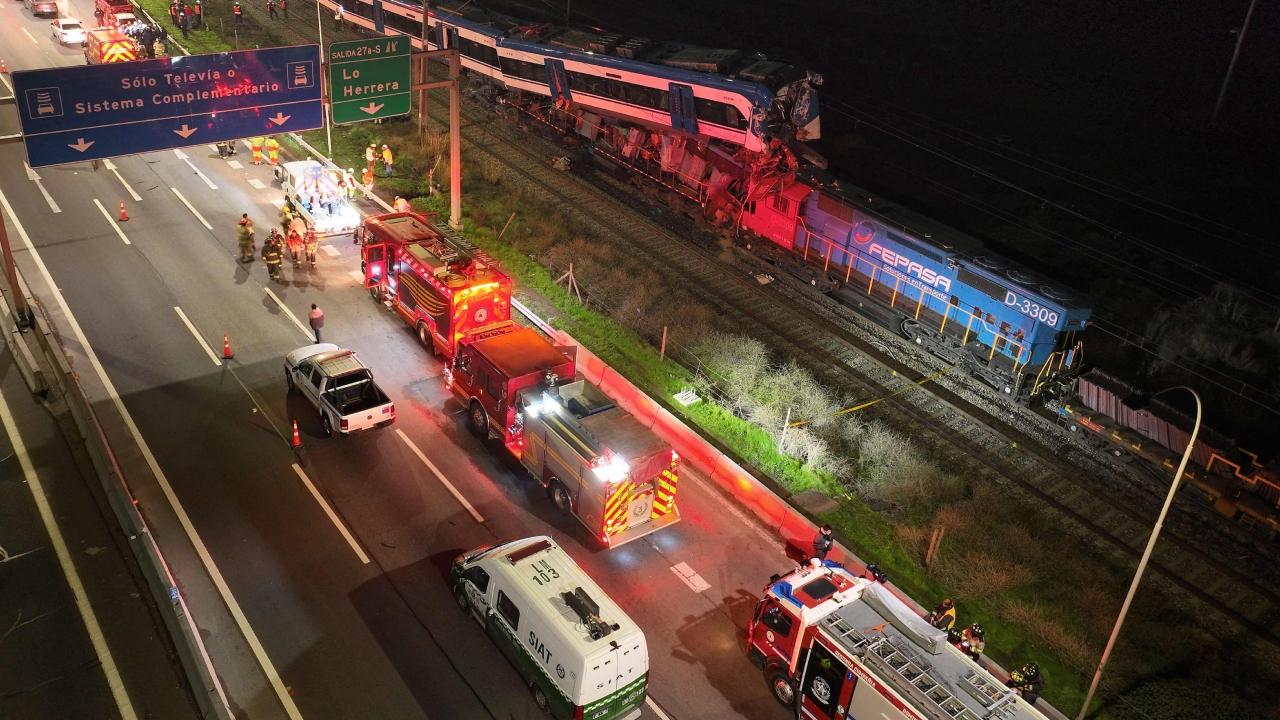 The train collided head-on with another train while on a test run just outside Chile's capital of Santiago