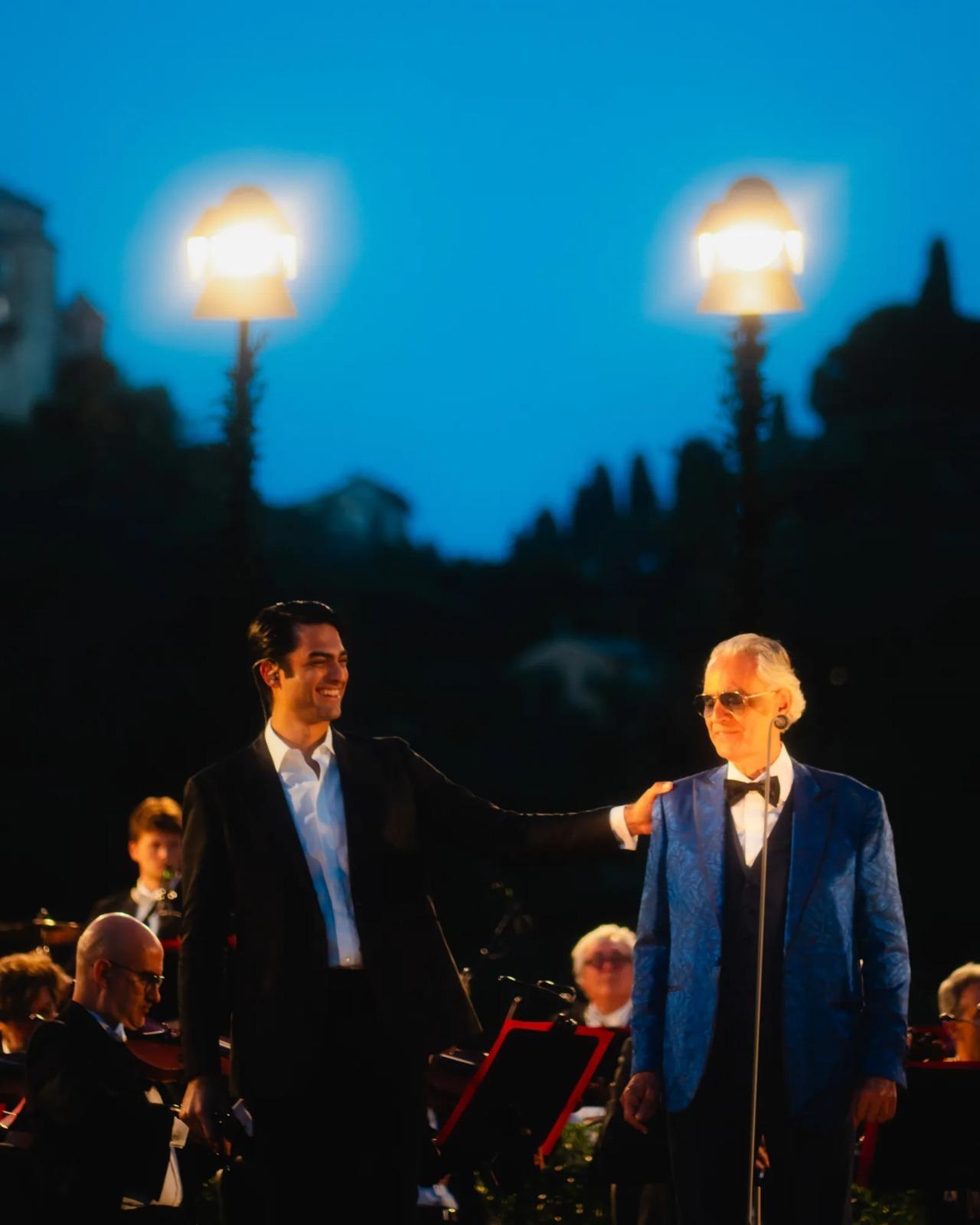 Andrea Bocelli and Matteo Bocelli take the stage