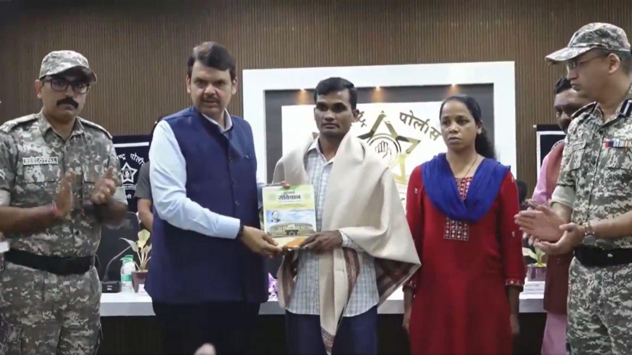 Naxalite Couple Surrenders to Maharashtra Deputy CM Fadnavis in Gadchiroli
