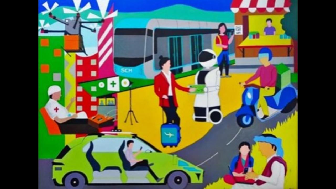 Thyagraj, an artist from Bengaluru with a locomotor disability, has been drawn to painting from a young age. He creates works that reflect his passion and resilience. Thyagraj and other artists from Atypical Advantage created paintings for a corporate company on themes of sustainability, inclusion, diversity, transforming lives and culture for their new office