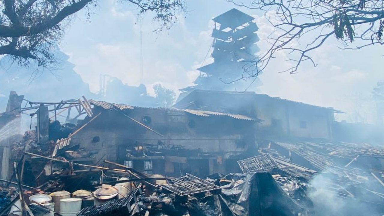 Despite challenges, firefighting operations were underway to contain the blaze and prevent its spread to nearby structures.