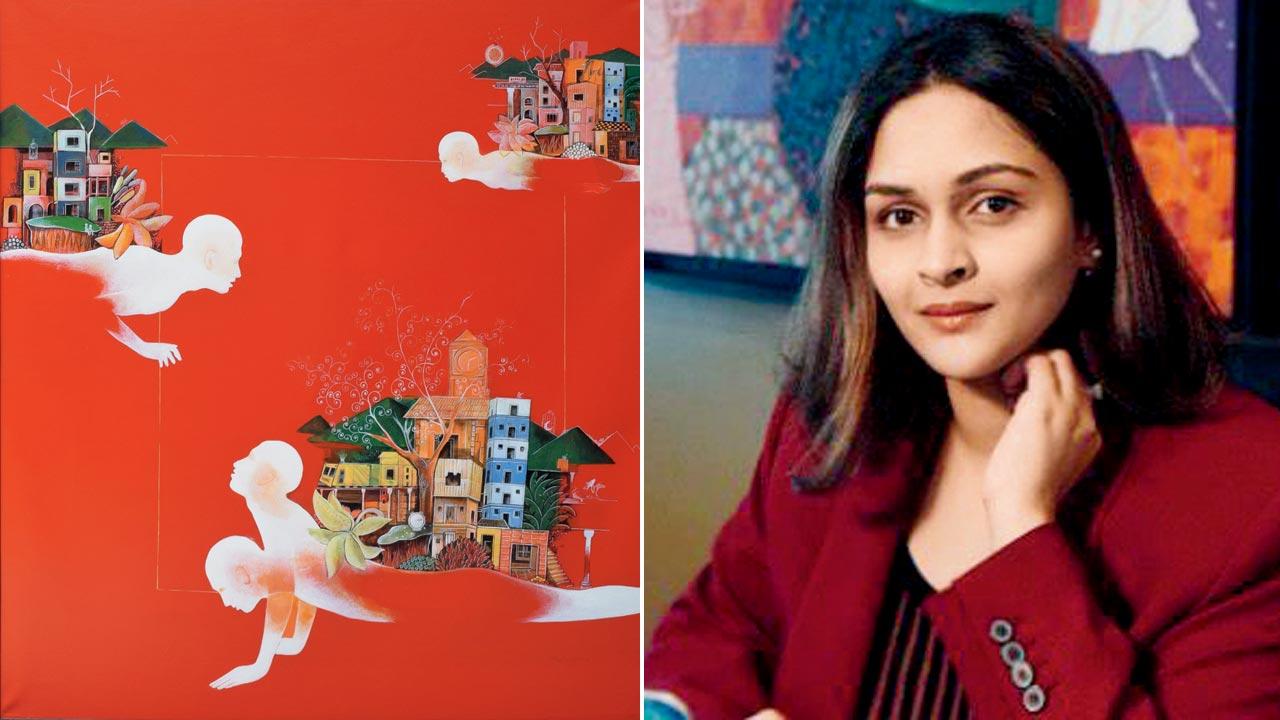 Red Mumbai by Satish Patil will be one of the works to go online; (right)  Sanjana Shah