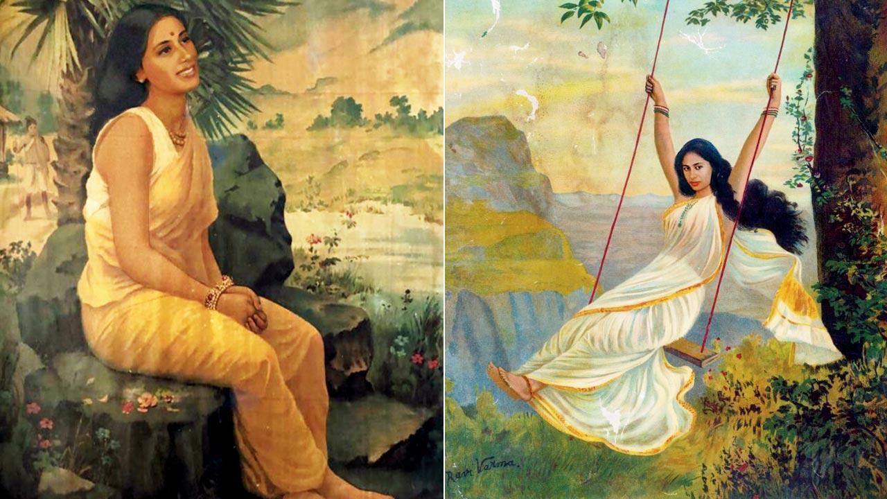 (From left) The artworks by Gitanjali Rao are inspired by Raja Ravi Varma  creations