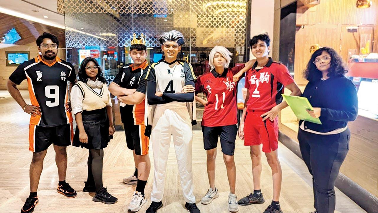 The group cosplays as the characters from the new anime movie 
