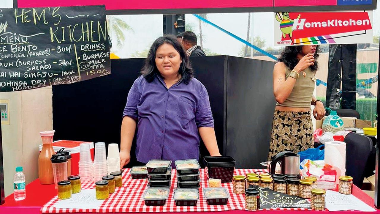 Hem at the stall in Bandra 