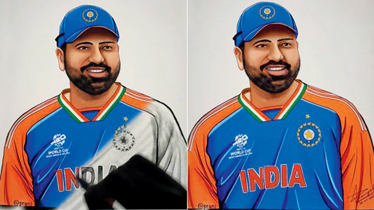 The illustration of Rohit Sharma by Chavan