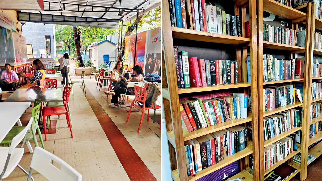 The cafe space in the institute; (right) the collection of books in the library. Pic Courtesy/Facebook