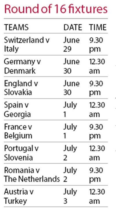 Round of 16 fixtures