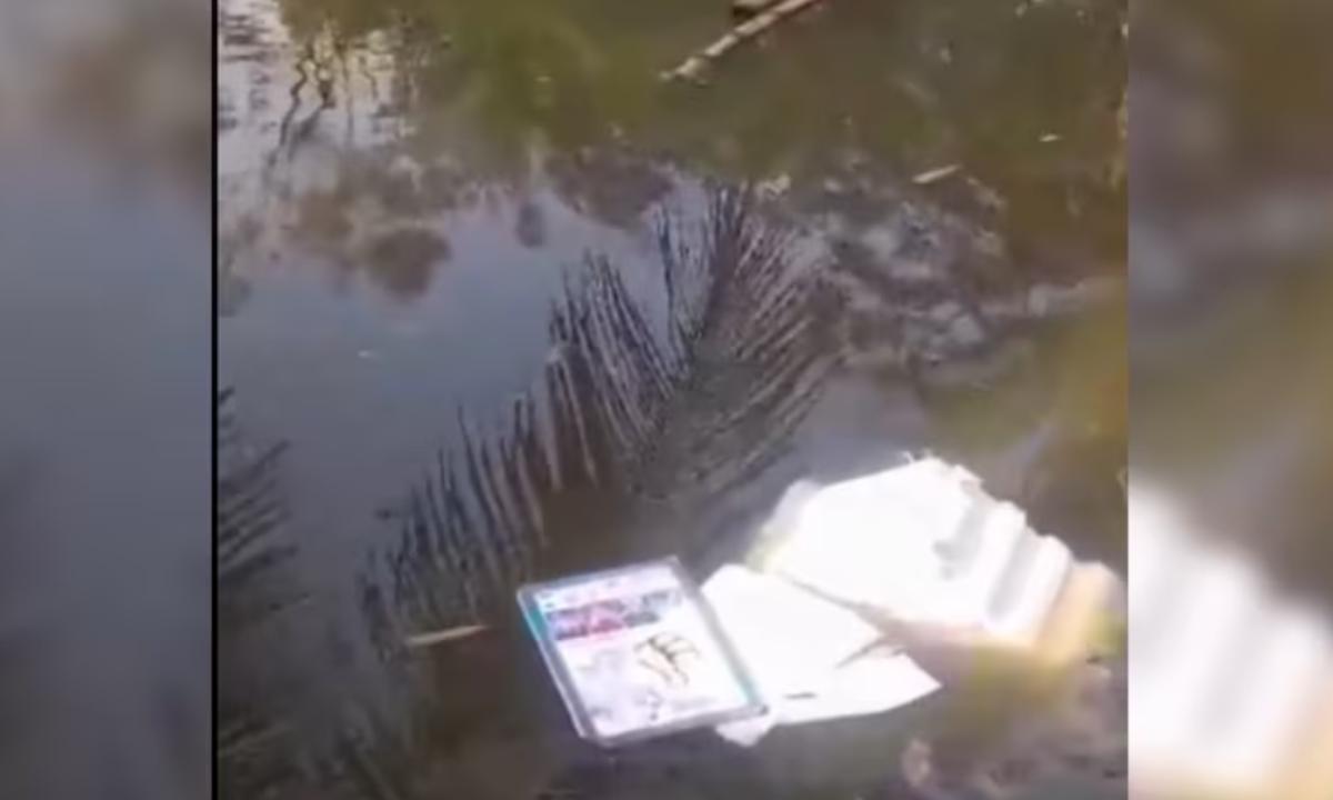 Mob loots an EVM and dumps a VVPAT machine into a pond in South 24 Paraganas, West Bengal
