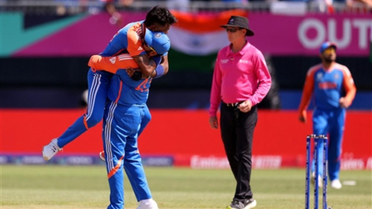 Amid the banter rumours between Rohit Sharma and Hardik Pandya following their Mumbai Indians' captaincy in the IPL 2024, both Indian stars were seen hugging each other while celebrating the wicket of a Pakistan player. The hug between Pandya and Rohit gained the attention of the fans and went viral across social media platforms