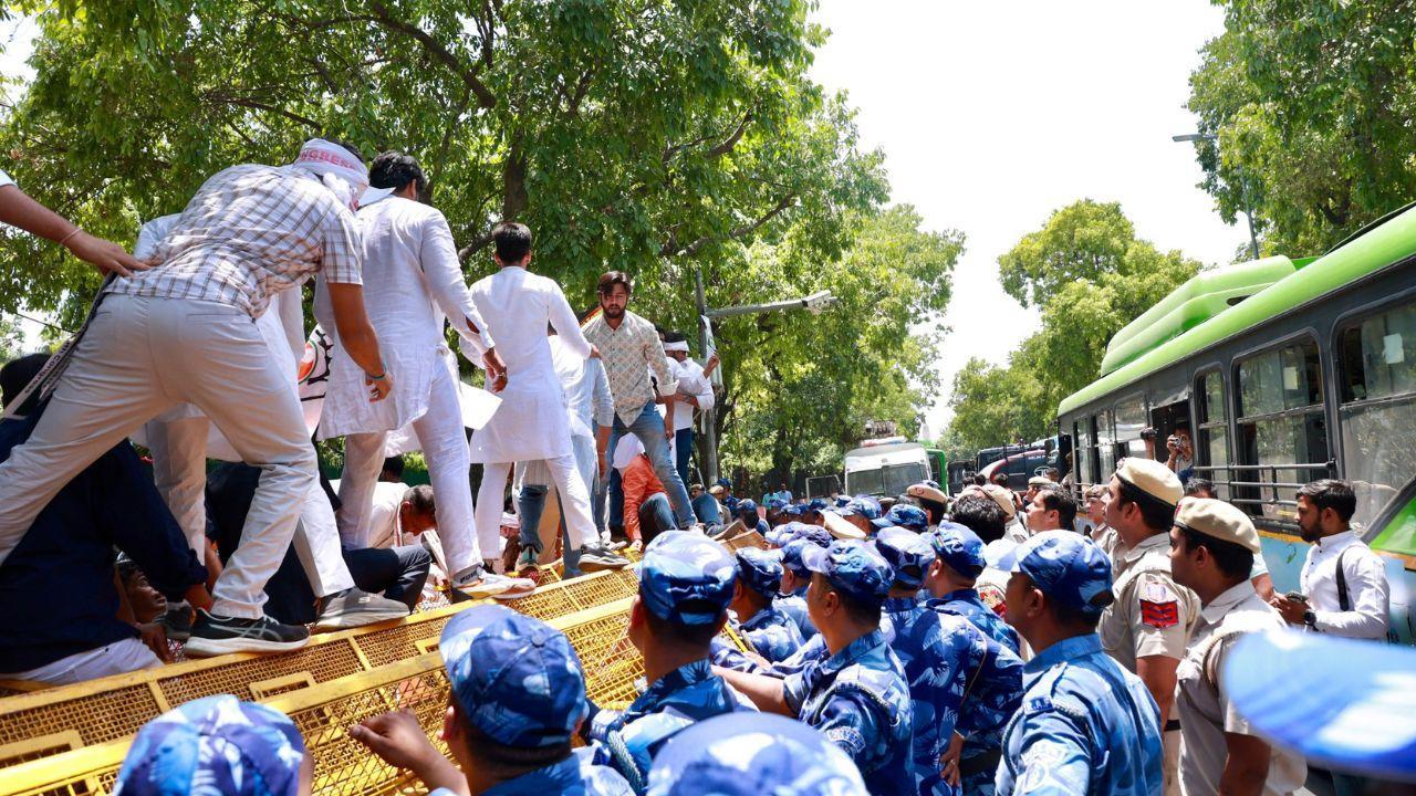 Congress' youth wing protests over alleged irregularities over NEET-UG exam