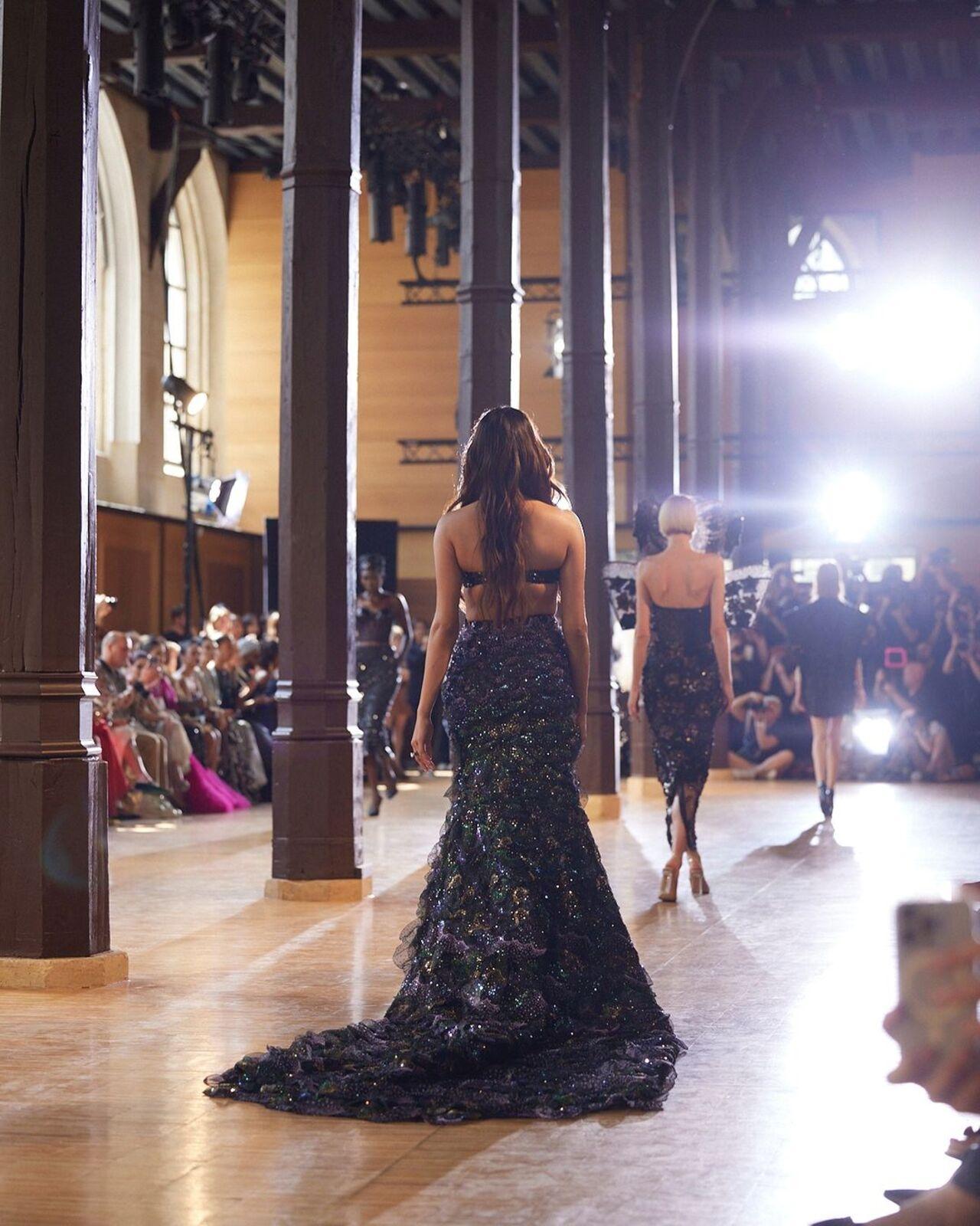  By effortlessly blending traditional elements with modern style, Janhvi’s runway appearance became a memorable highlight of the week, symbolizing the growing influence and recognition of Indian fashion on the global stage