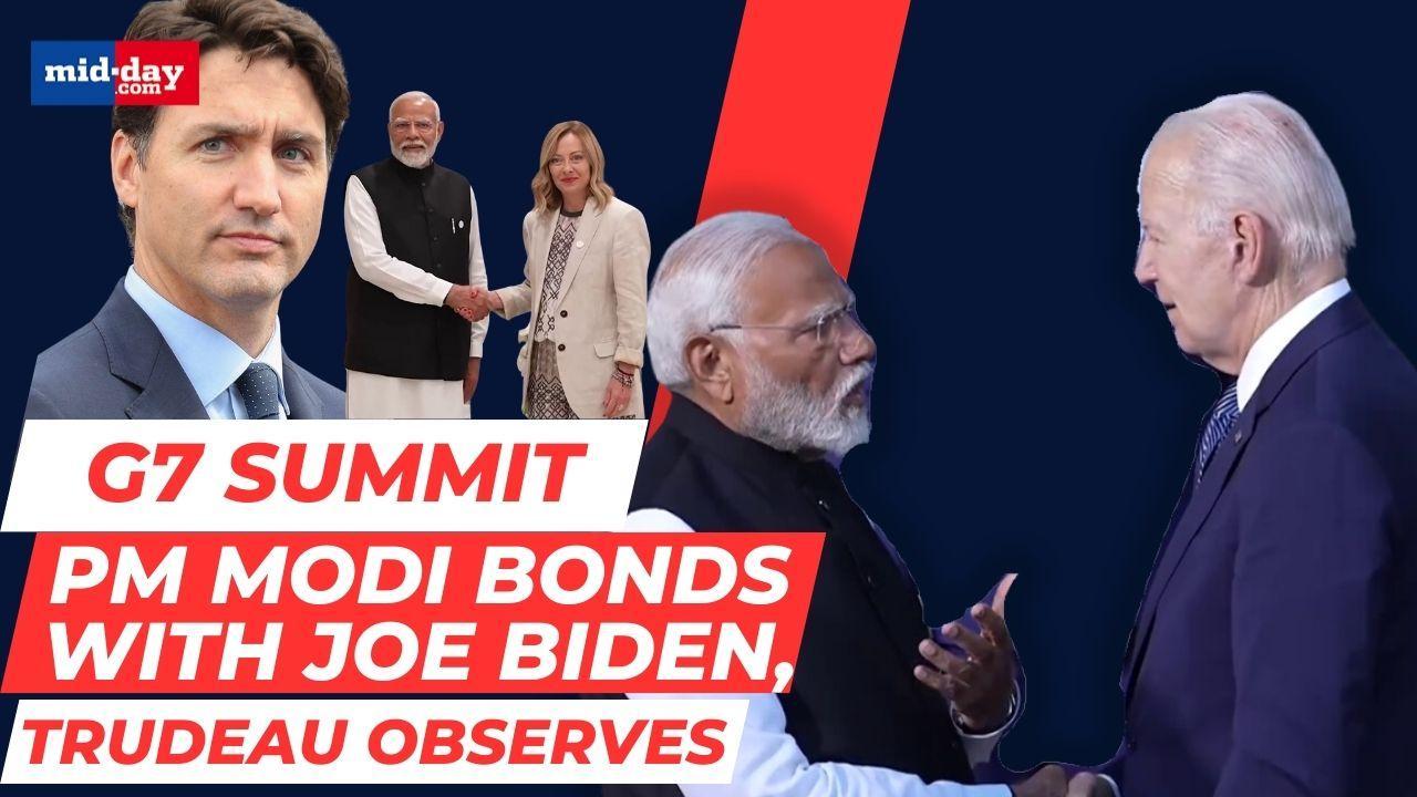 G7 Summit: Canada PM Justin Trudeau stares as PM Modi bonds with US President