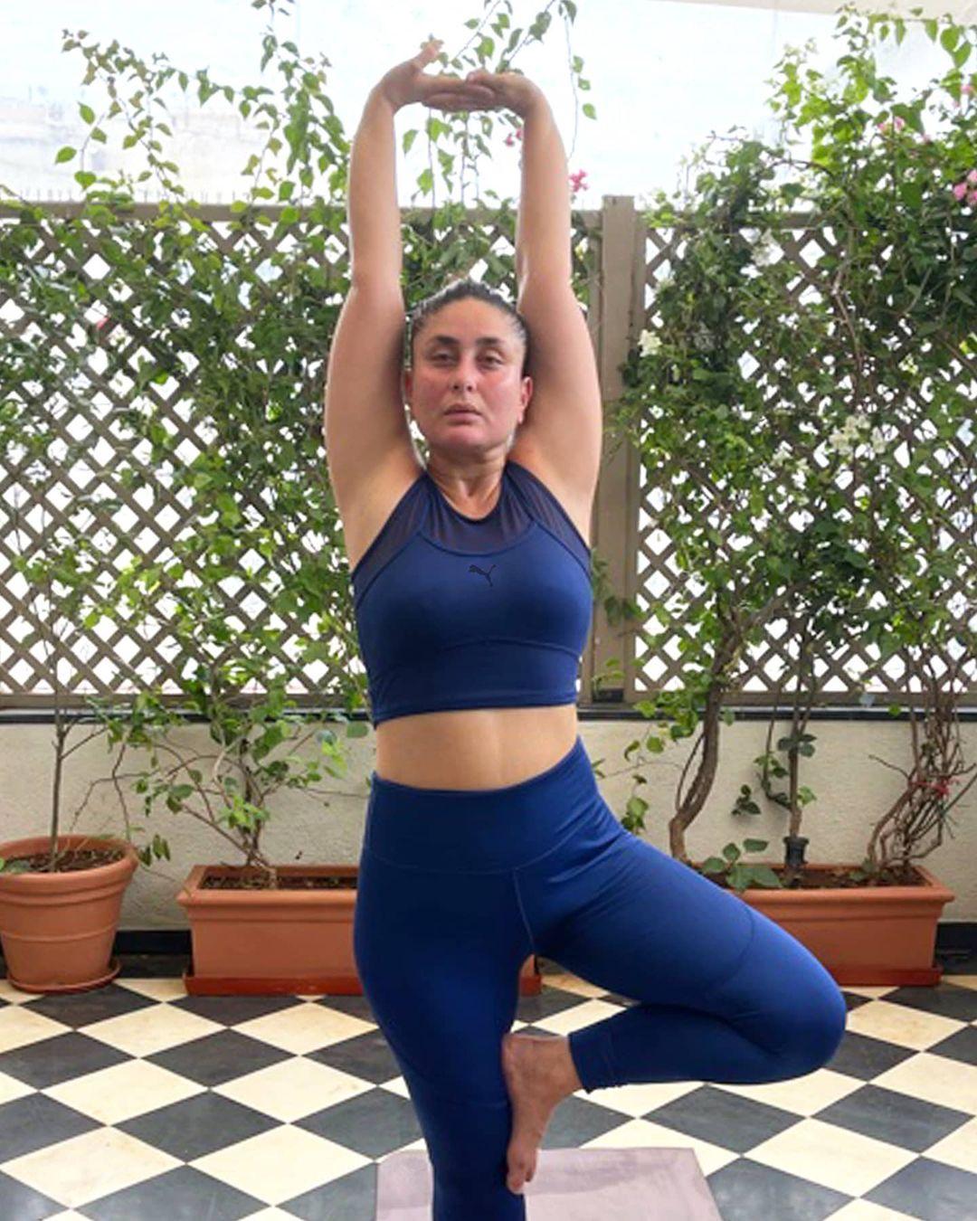 Kareena Kapoor Khan also practices the Tree Pose (Vrksasana), a yoga pose that strengthens the legs and improves balance.