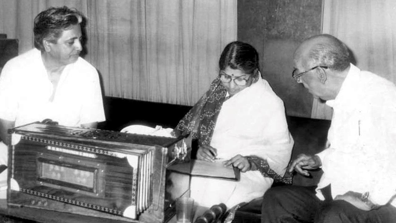 With Lata Mangeshkar and music director Ghanshyam