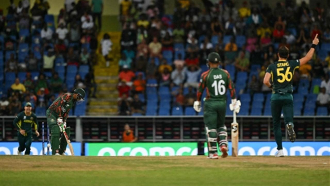During the T20 World Cup 2024 match, Australia's speedster Mitchell Starc dismissed Bangladesh's opening batsman Tanzid Hasan on a duck. With this, he scripted history by becoming the bowler with the most number of wickets in the men's World Cups