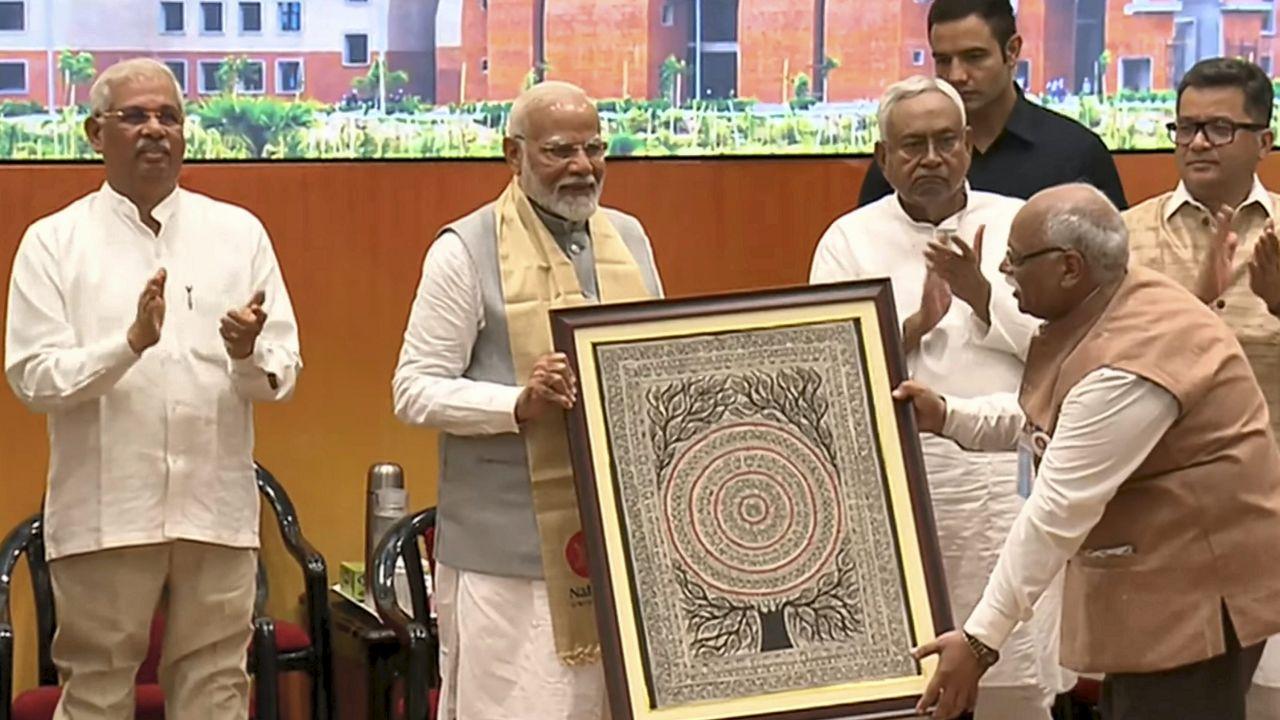The new Nalanda campus is designed as a 'Net Zero' Green Campus, focusing on sustainability. It incorporates solar plants, water treatment facilities, and water recycling systems.