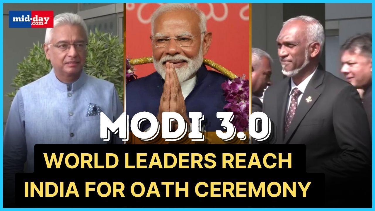 Modi 3.0: Maldives Prez Muizzu & Mauritius PM Jugnauth Arrive For Oath Ceremony