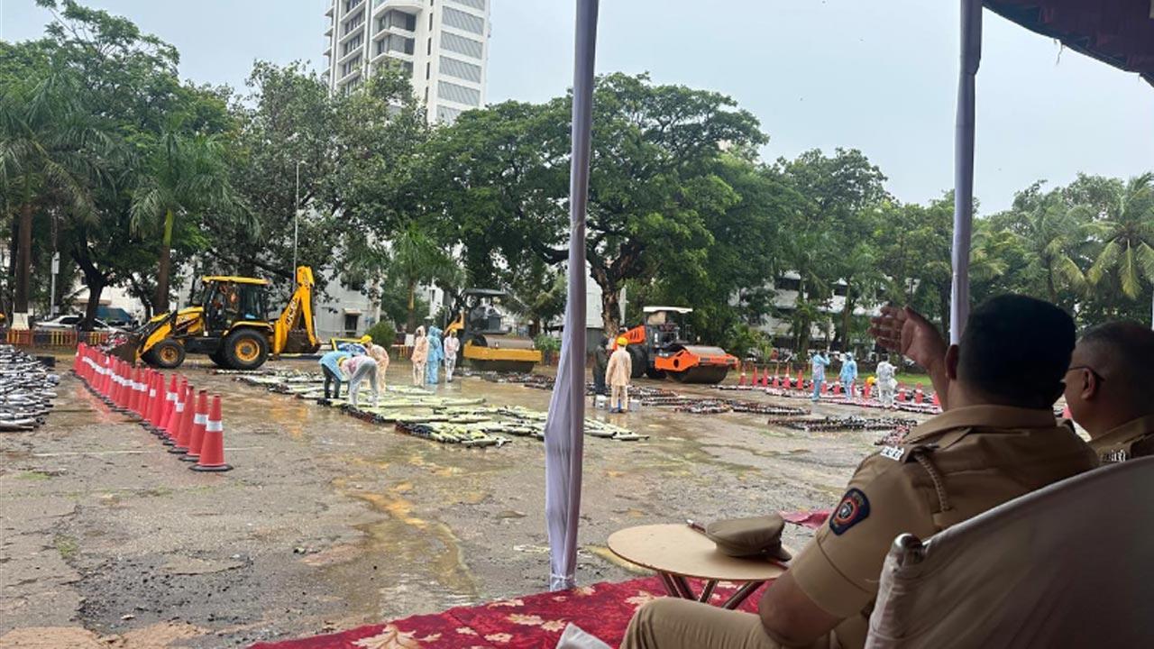 Mumbai traffic police crushes over 10,000 modified silencers and pressure horns