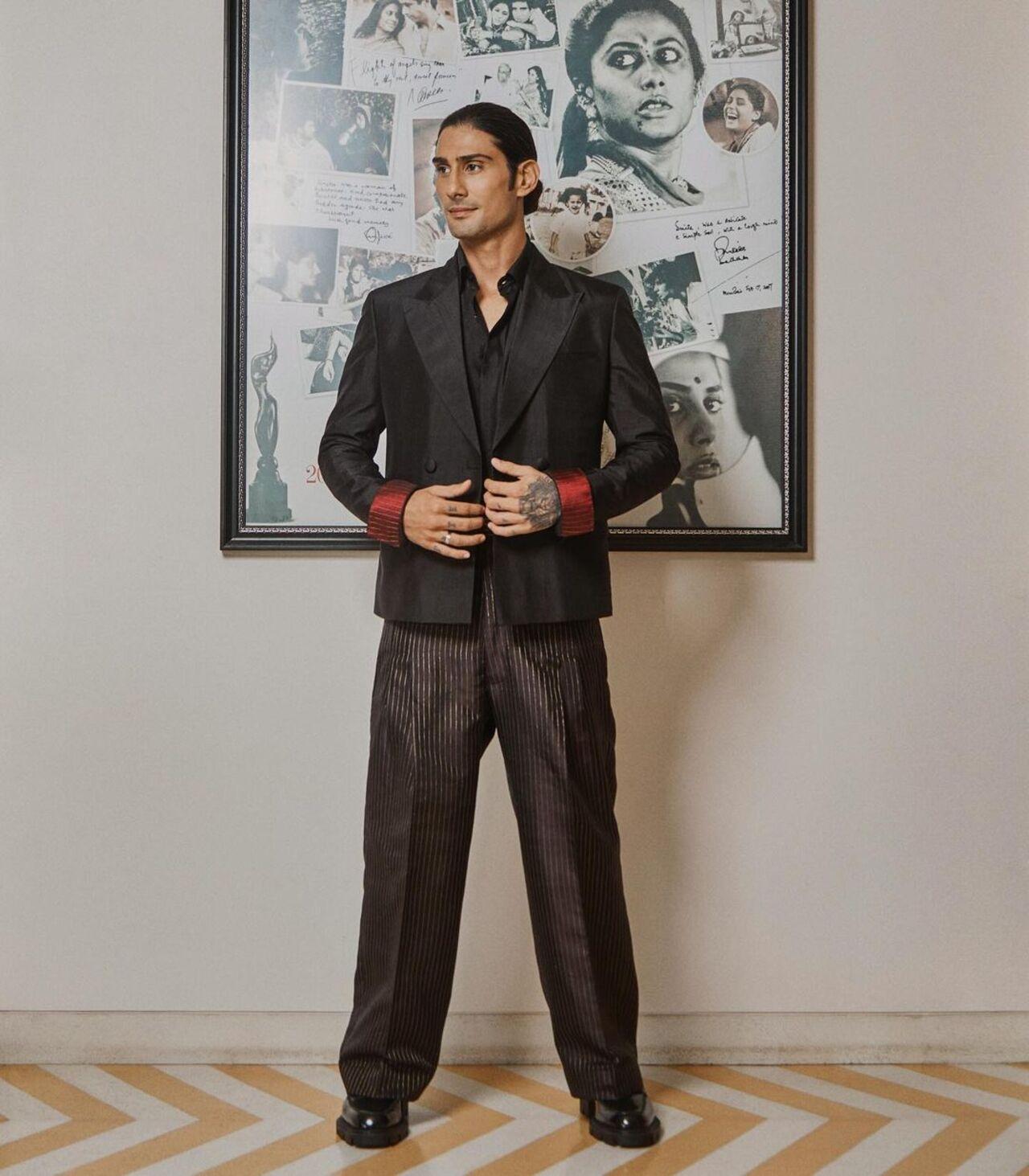 For the Indian premiere of 'Manthan', Prateik Babbar upcycled his later mother and the film's actress Smita Patil's silk Kanjeevaram sarees.
