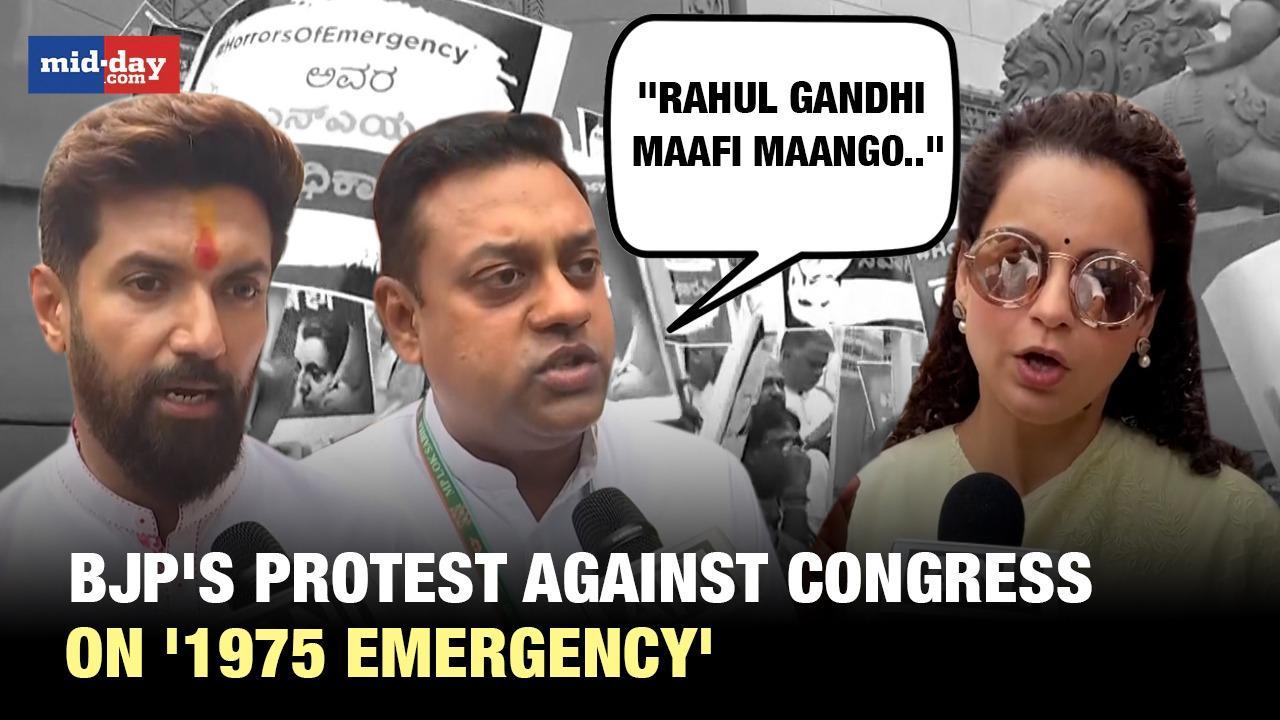 BJP MP's Kangana, Chirag & Others Protest Against Congress Over '1975 Emergency'