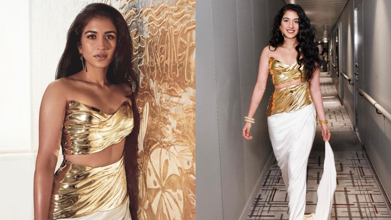 Bride-to-be Radhika Merchant's gold sculpted dress used aerospace aluminum technology, took 30 artisans to complete outfit
