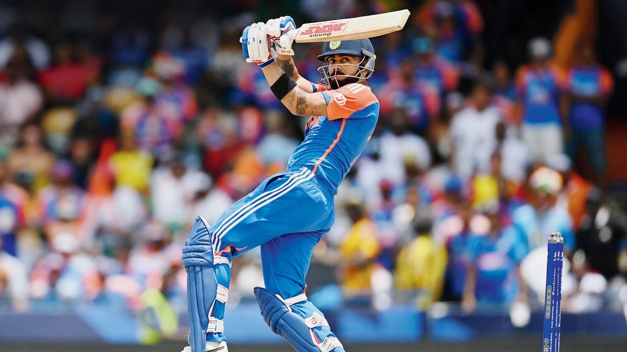 Virat Kohli during his 76 against SA at Barbados on Saturday. Pics/Getty Images