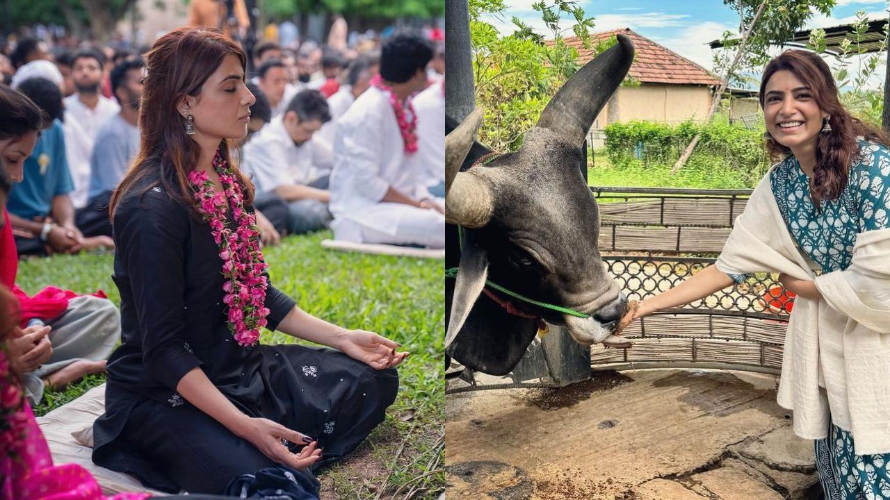 Samantha Ruth Prabhu meditates, feeds cows during her spiritual visit 
