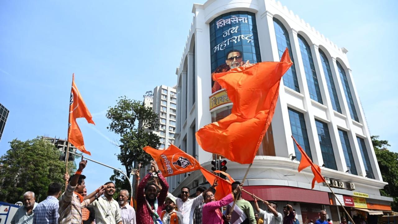IN PHOTOS: Uddhav-led Shiv Sena party workers celebrate at party office in Dadar