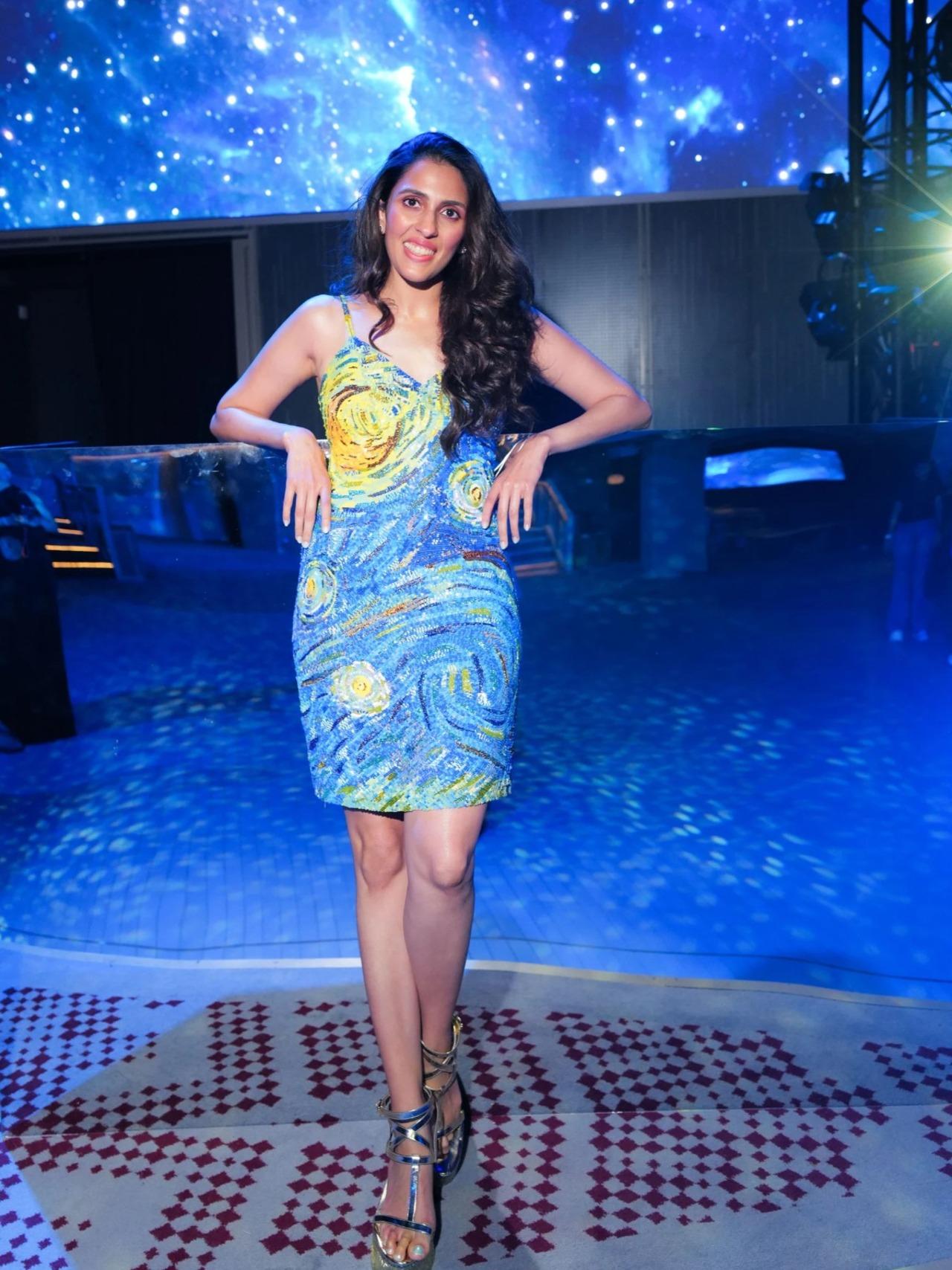 Shloka Ambani opted for an Van Gogh-inspired dress by Ashish for the 'starry nights' party
