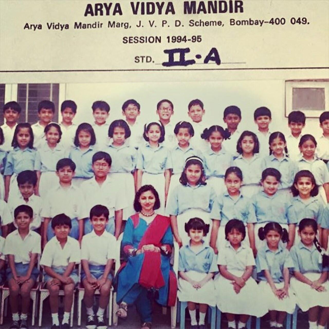 Sonakshi Sinha's class picture from the 90s. She was classmates with Anil Kapoor's daughter Rhea Kapoor and the duo is seen in the picture. Can you guess which one is Sonakshi?