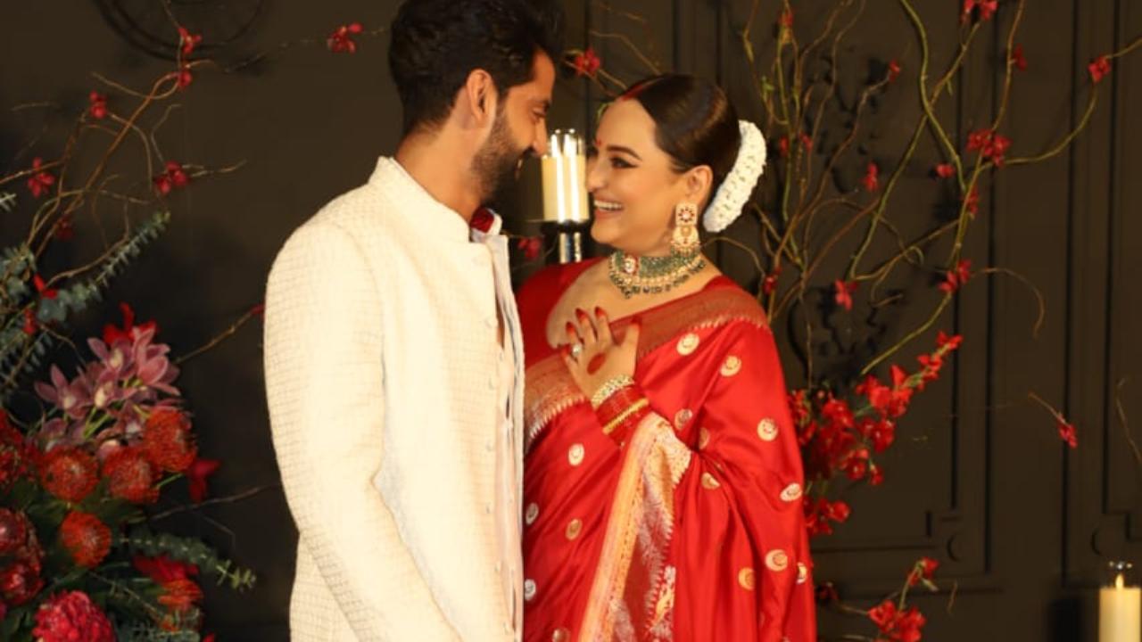 Sonakshi Sinha wore a handwoven red silk saree for her wedding reception that costs Rs 79,800