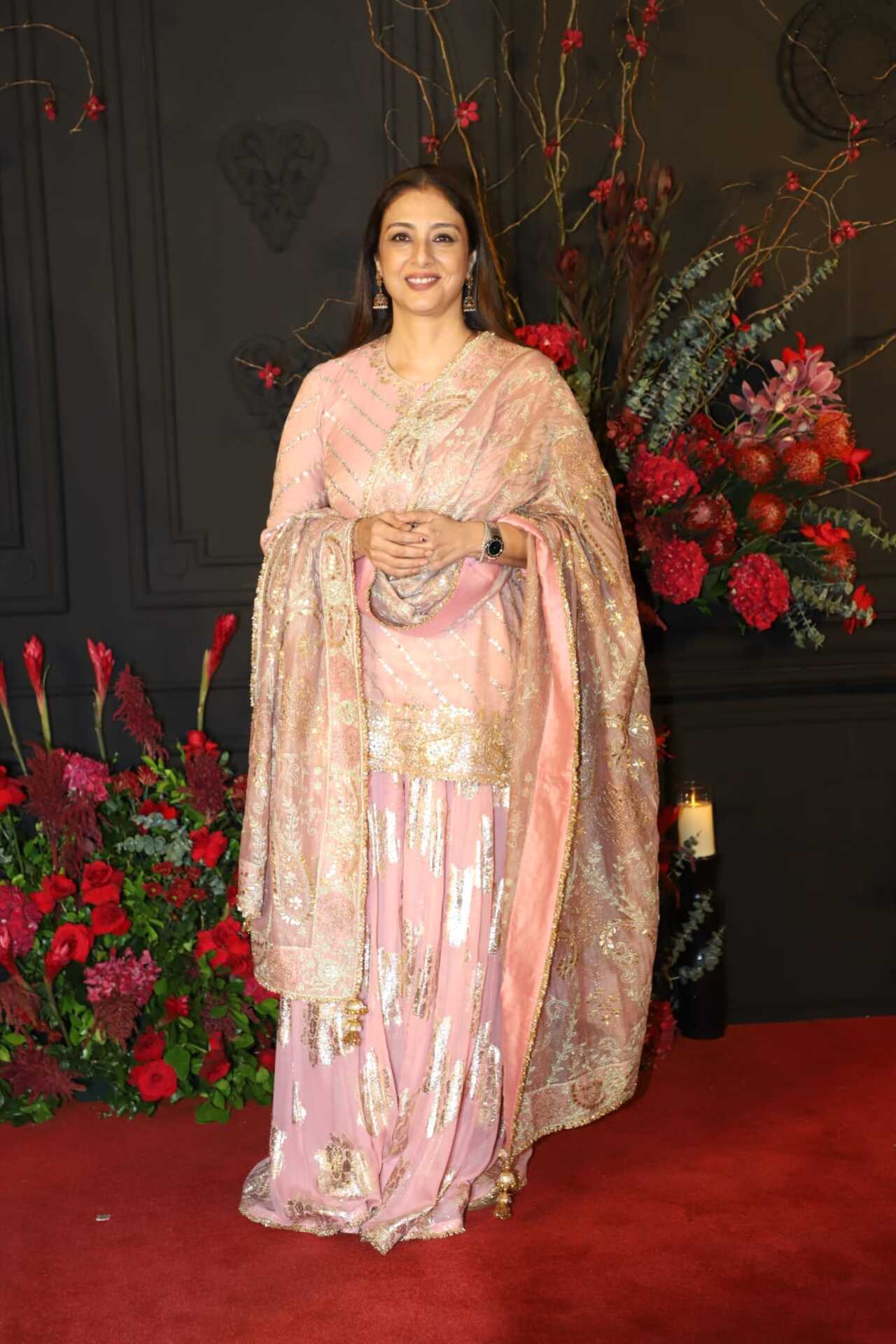 Seasoned actor Tabu looked gorgeous in a blush pink gharara set. 