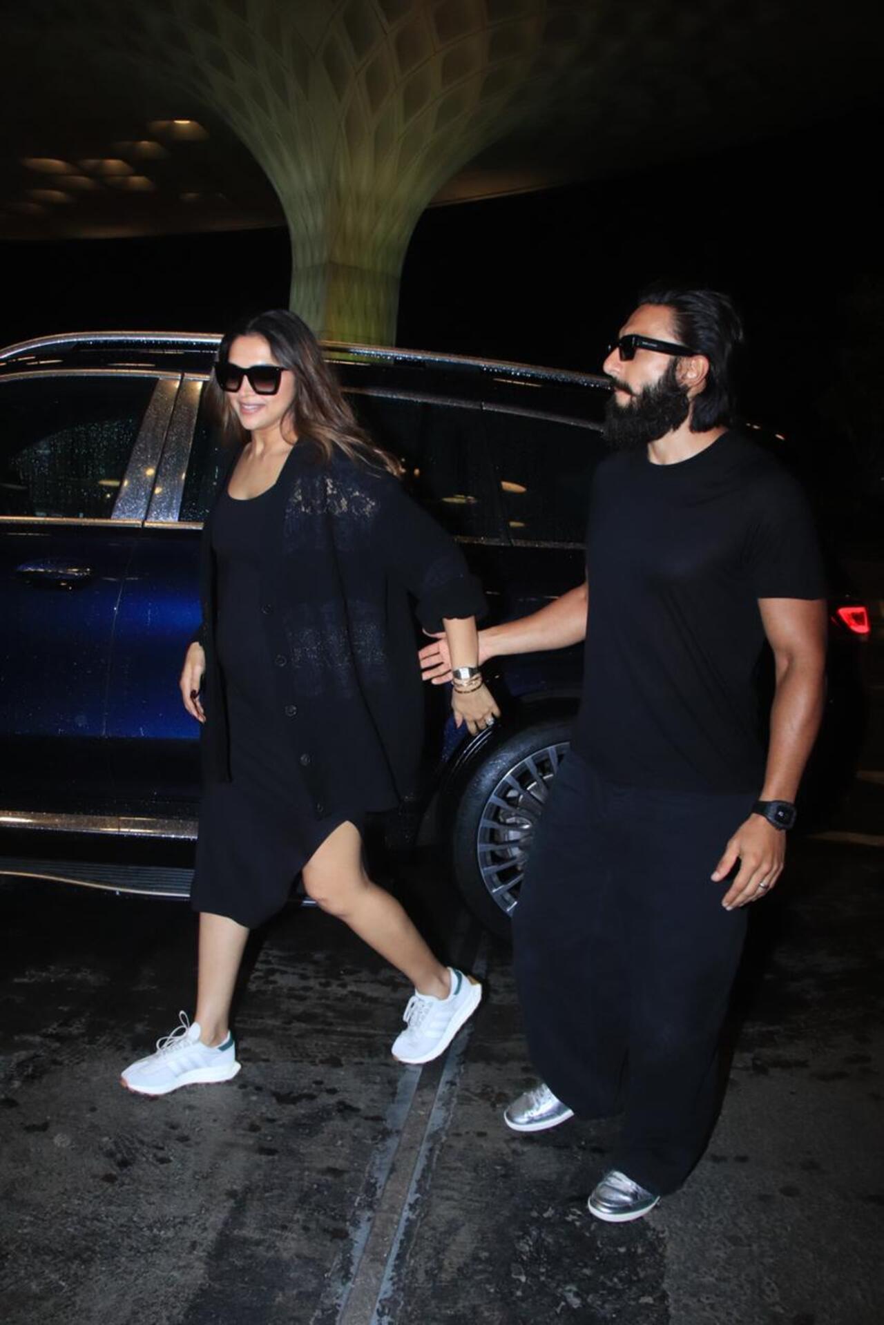 Parents-to-be Deepika Padukone and Ranveer Singh twinned in black as they jetted off to an undisclosed location. 