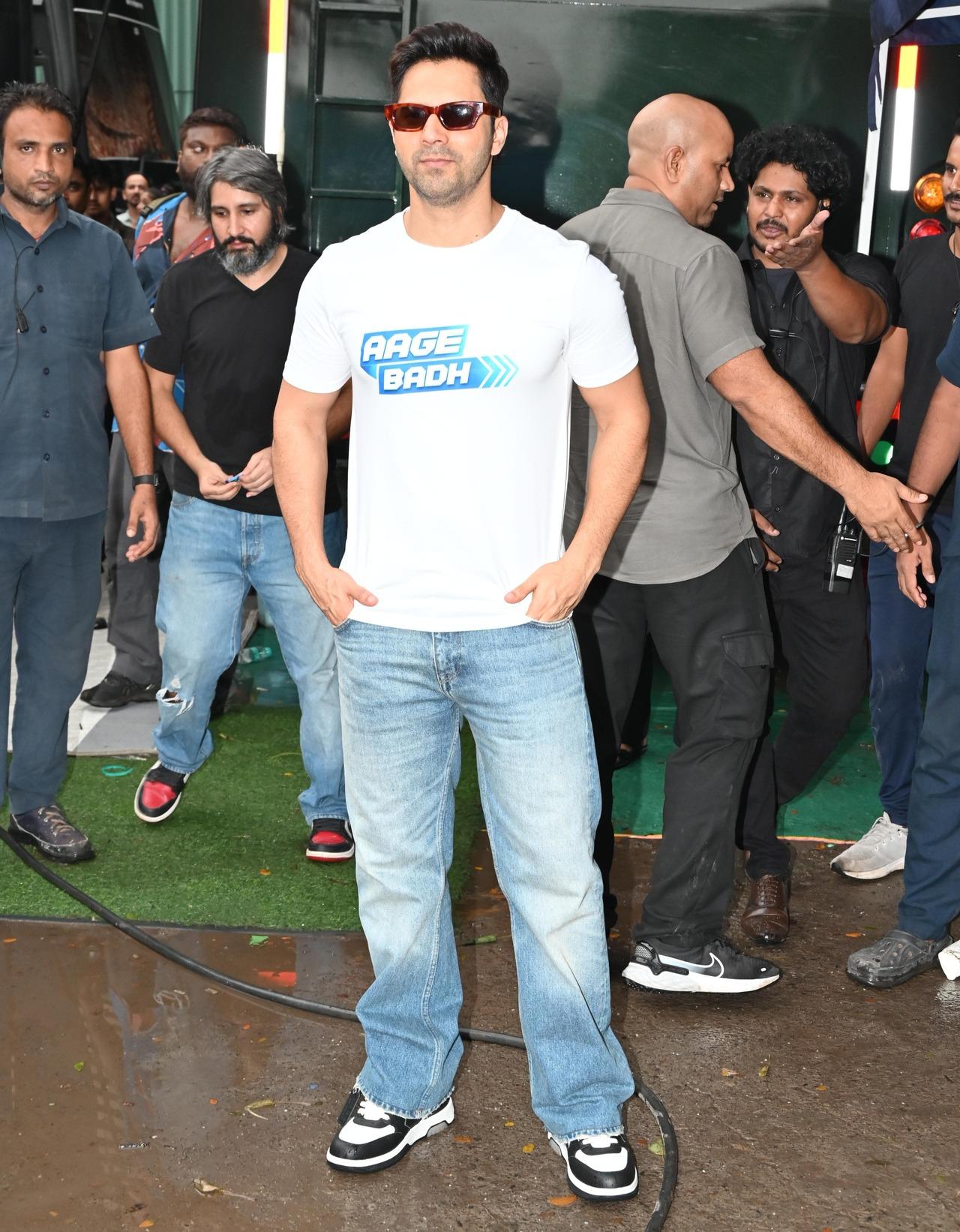 New dad Varun Dhawan was spotted making an appearance in Juhu. 