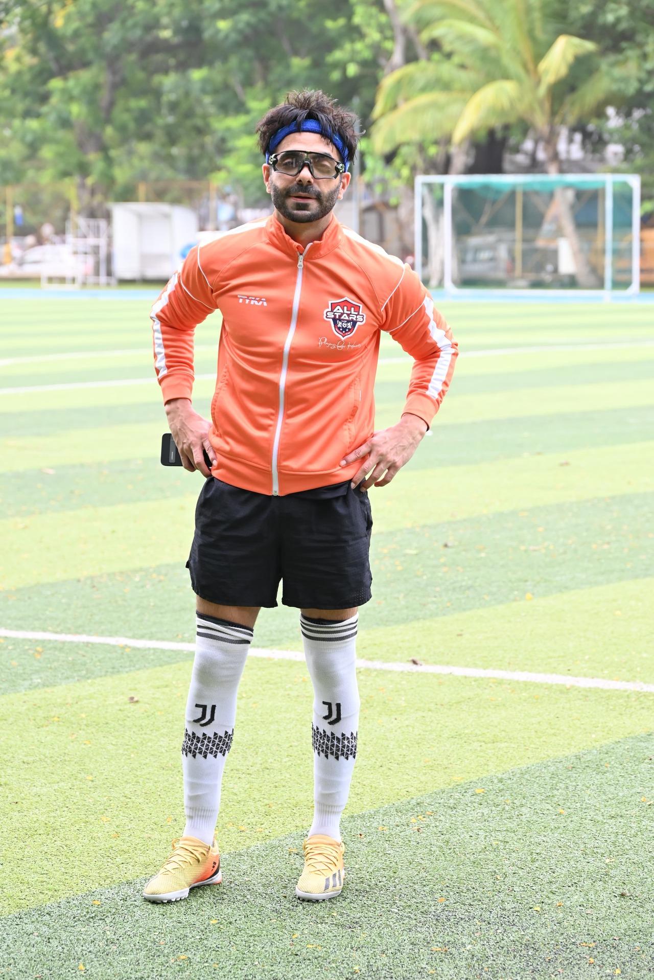 Joining him was actor Aparshakti Khurana, who sported football gear and athleisure. 