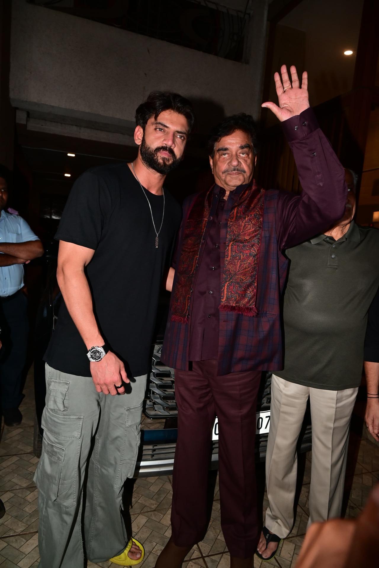 Shatrughan Sinha was spotted at Zaheer Iqbal's house on Thursday night with his family