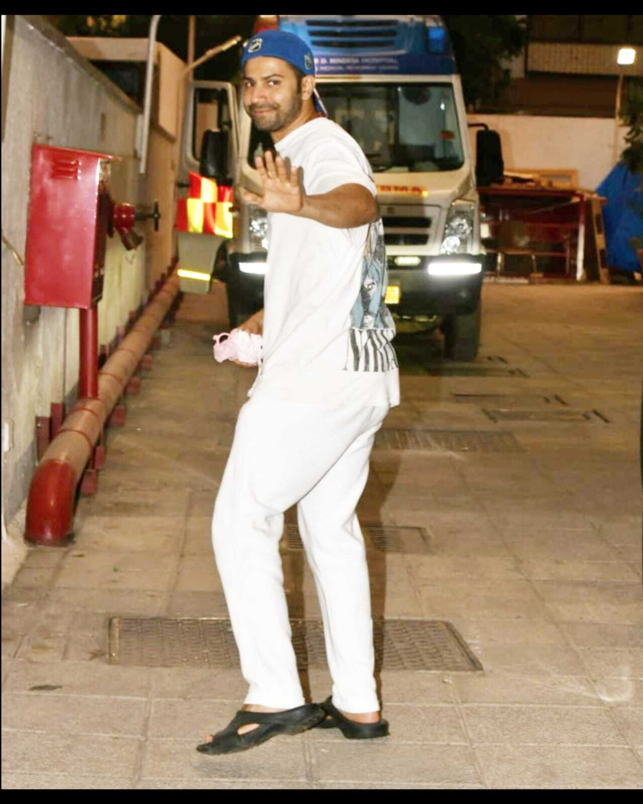New dad Varun Dhawan was spotted at the Hinduja Hospital in Mumbai after welcoming a baby girl with his wife Natasha Dalal. 
